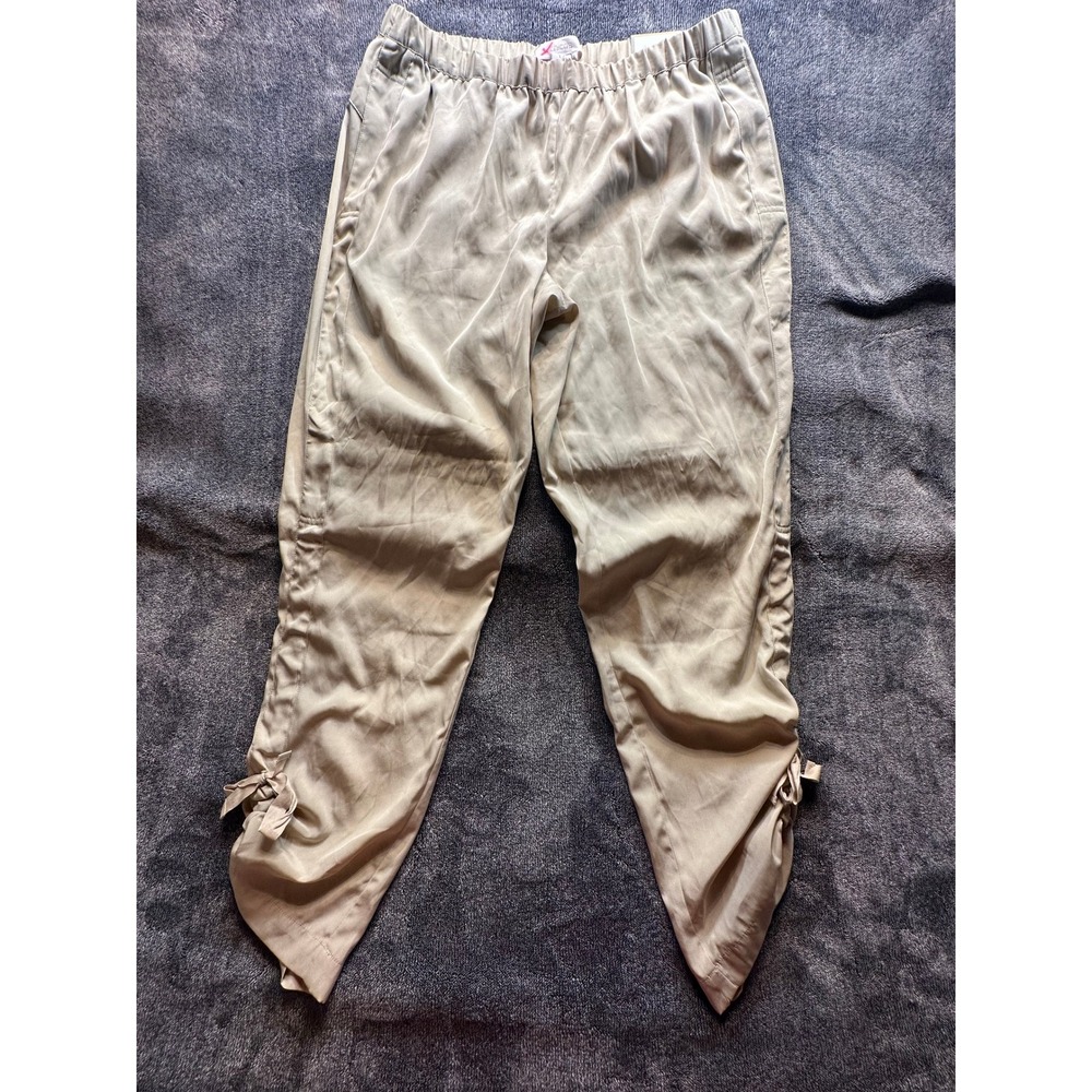 Chicos Ultimate Fit Tan Ruched Bow Hem Tapered Pants High Rise Size‎ 0 NEW - 18